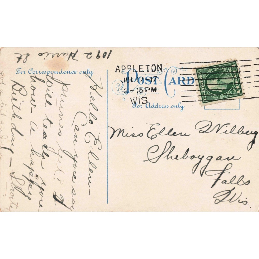 Vtg 1912 Birthday Congratulations Postcard RPPC-Era Divided Back Appleton WI - Picture 2 of 2